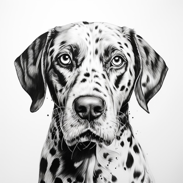 Foto illustrazione in bianco e nero di una testa di cane