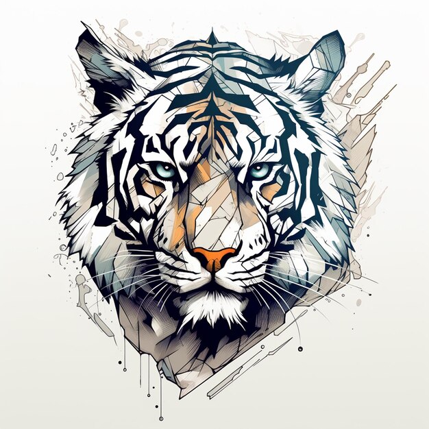 Foto illustrazione in bianco e nero di una tigre