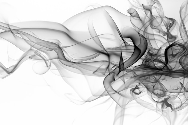 Black and white smoke abstract on white background