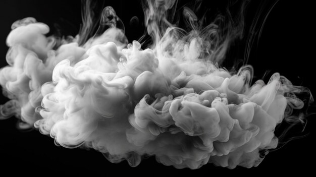 Foto esplosione di fumo bianco e nero su sfondo nero ia generativa