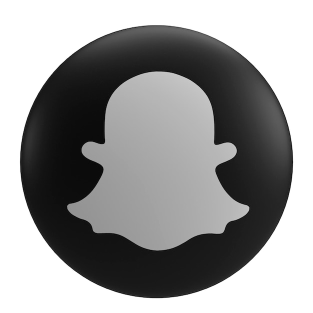 черно-белый 3D-икона Snapchat для социальных сетей