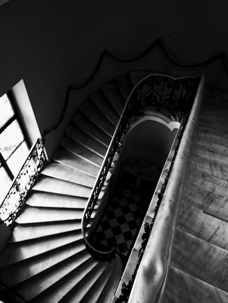 Black and white snapshot of the stairway