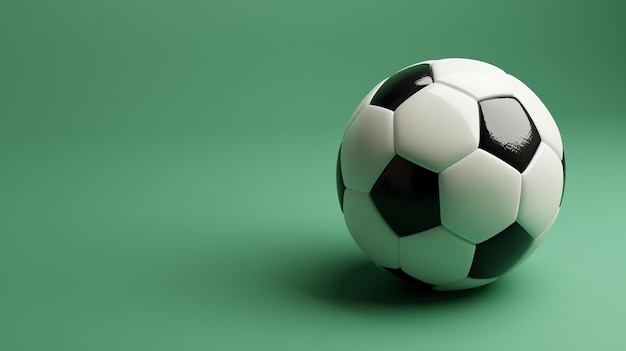 Photo a black and white soccer ball sits on a green field the ball is perfectly round and has a smooth surface