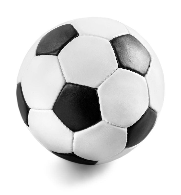 Photo black and white soccer ball on the white background