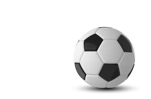 Black and white soccer ball on white background