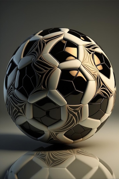 Черно-белый футбольный мяч с узором из звезд.