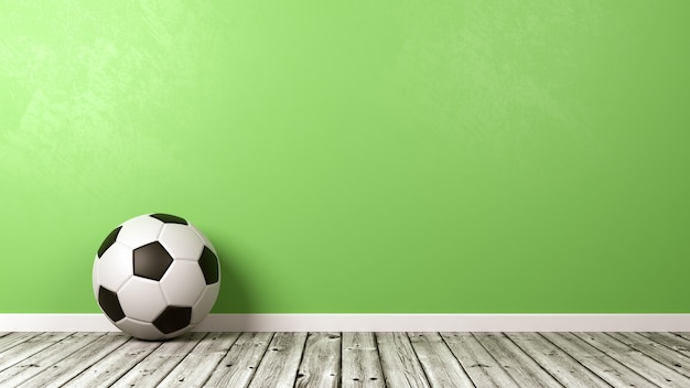 Black and White Soccer Ball on Wooden Floor Against Wall