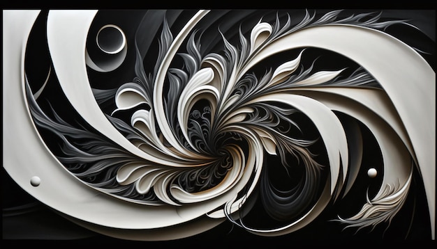 Black and white spiral pattern generative ai