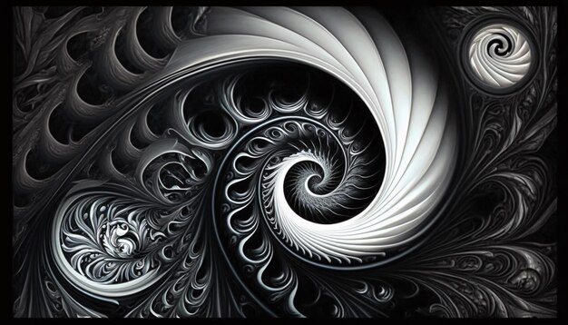 Black and white spiral pattern generative ai