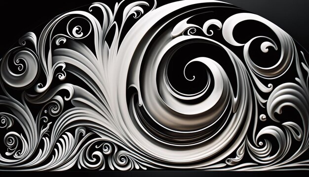 Photo black and white spiral pattern generative ai