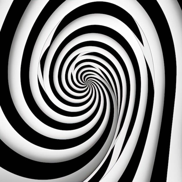 Photo a black and white spiralshaped optical illusion in the style of pop art explosion