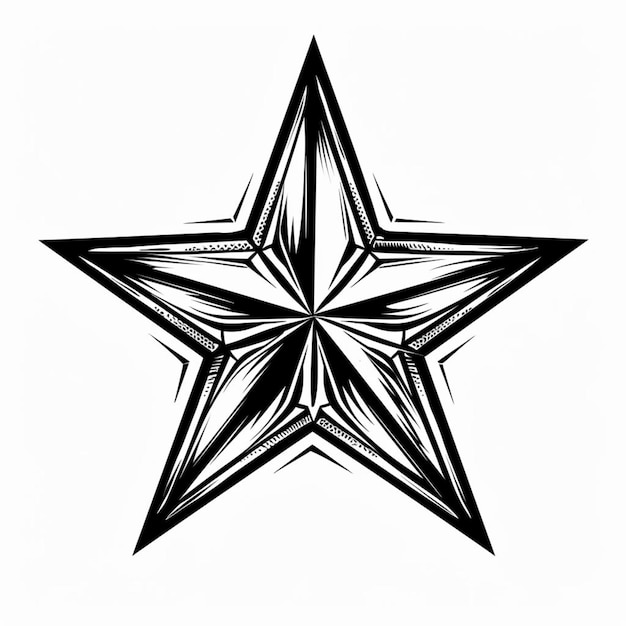 Photo a black and white star with a line drawing effect generative ai