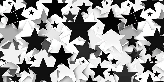 black and white stars on a white background