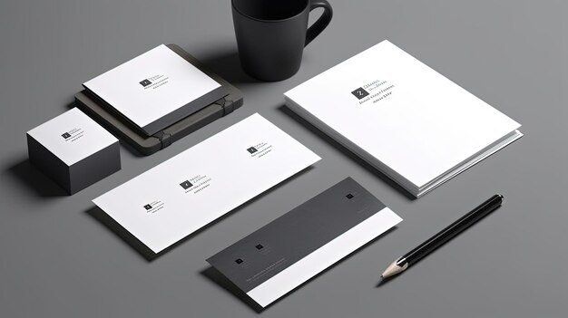 Black and white stationery mockup