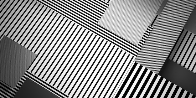 複雑なクラスの抽象的な背景3dイラストと交差する黒と白の直線