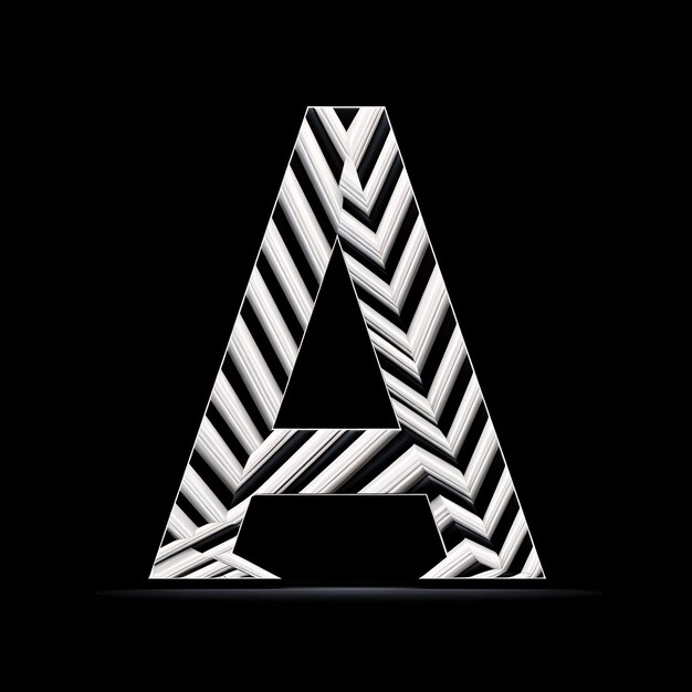 Photo black and white striped letter a on black background vector illustration