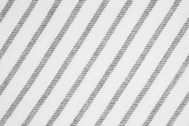 Black and white striped pattern linen fabric texture background, detail closeup