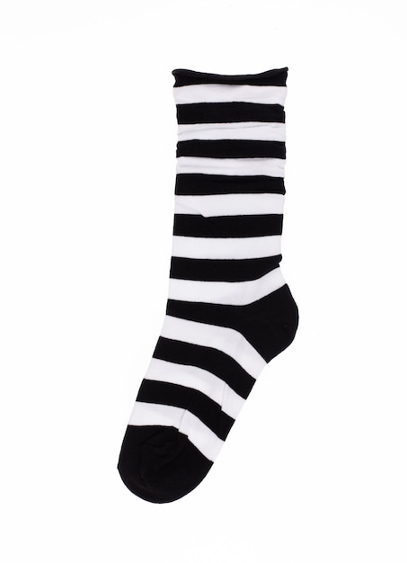 black and white striped socks isolated on white background