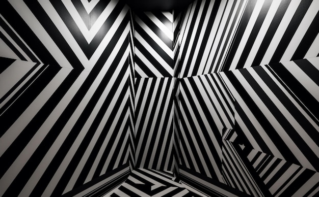 Photo a black and white striped wallpaper with a black and white pattern.