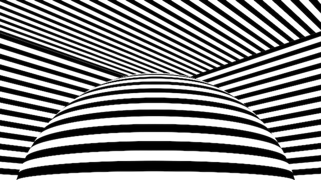 Black and white stripes Computer generated abstract background 3D render