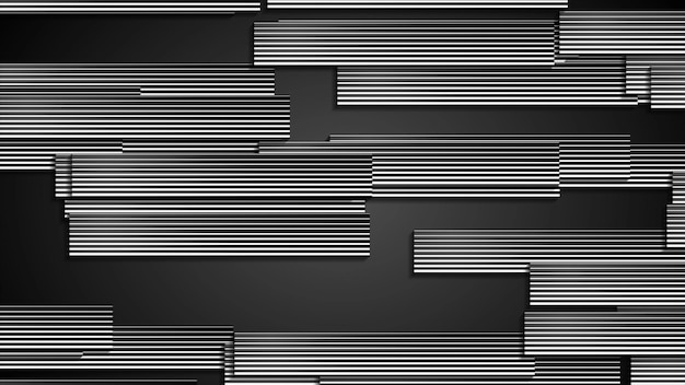 Black white stripes and lines abstract tech minimal background