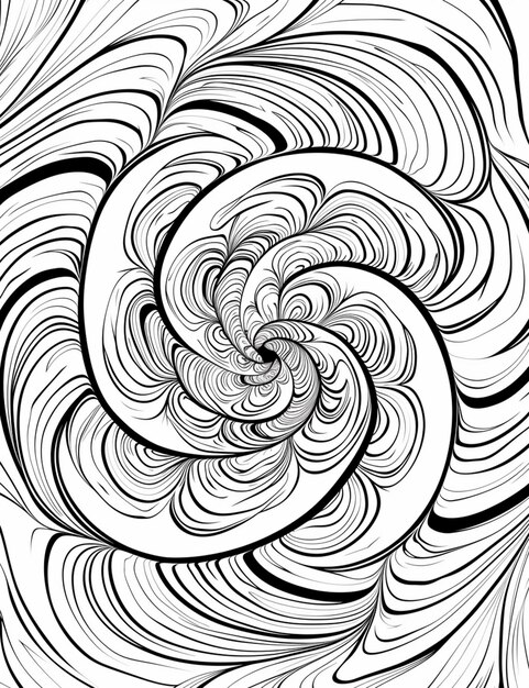 Photo a black and white swirly design with a spiral design generative ai