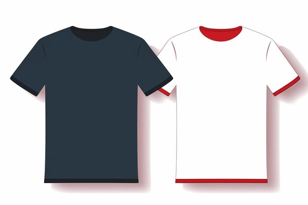 Photo a black and white t shirt and a red and white t shirt