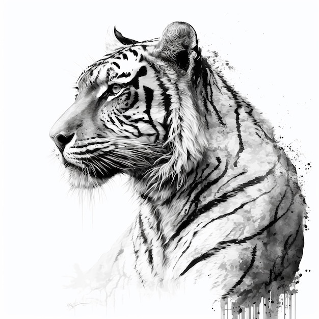 A black and white tiger with a white tiger on the side.