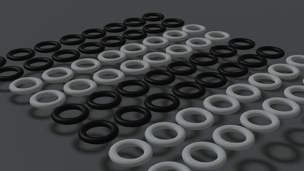 Photo black and white torus geometry figures 3d render