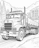 Photo black and white truck coloring page