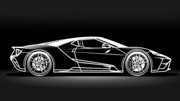 black and white vector car