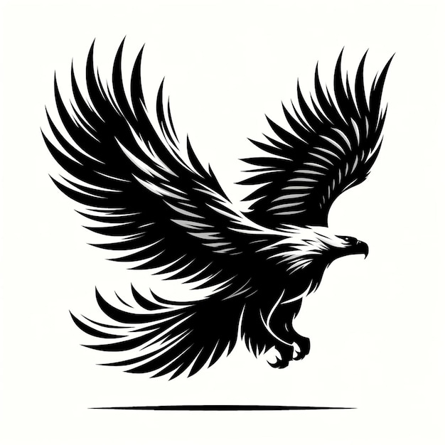 Photo a black and white vector silhouette illustration of a majestic eagle in flight