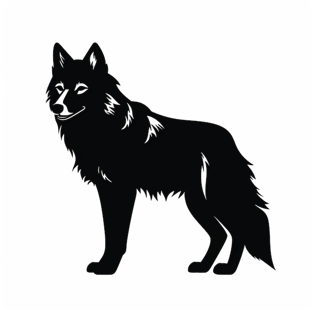 Premium AI Image | Black and white vector silhouette illustration of wolf