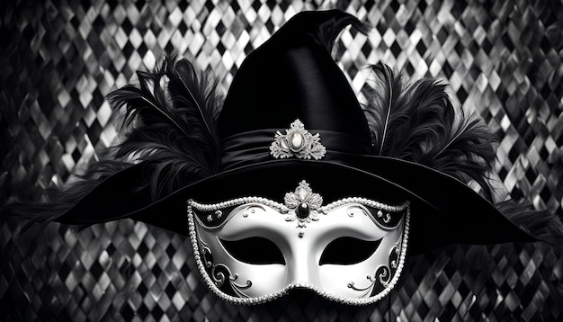 Foto sfondo di maschera veneziana in bianco e nero