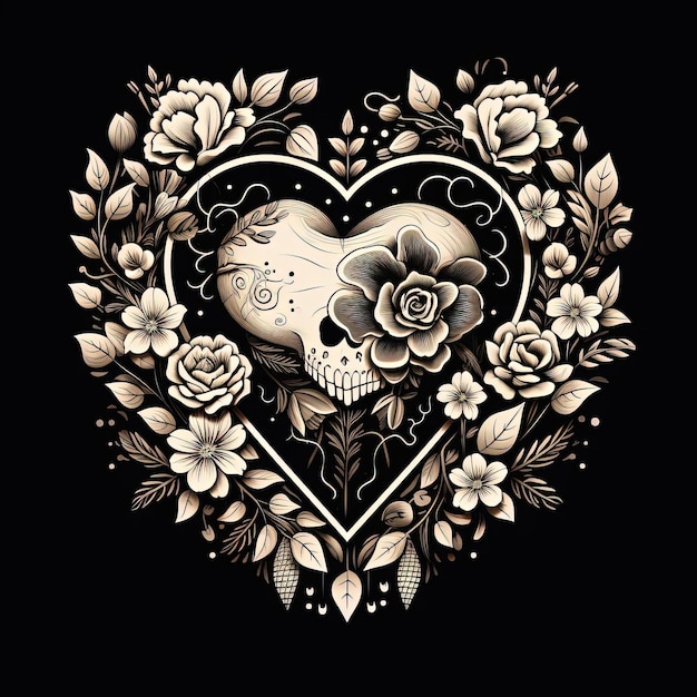 Photo a black and white version of a simple heart shape in the style of kitsch and camp charm
