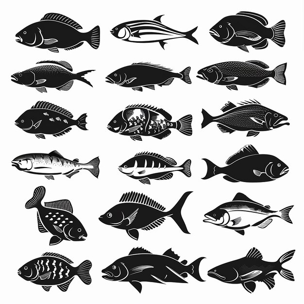 Photo black and white vintage fish pack