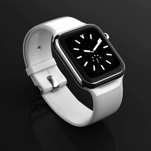 a black and white watch with a silver band