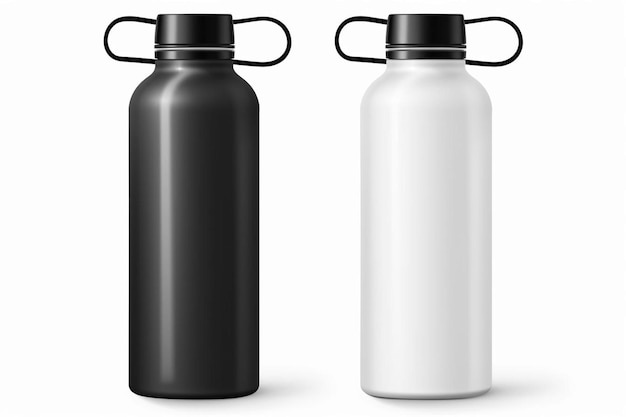 Photo a black and white water bottle on a white background