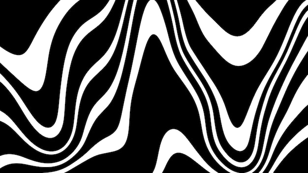 Black and white wavy stripes are shown on a black background.