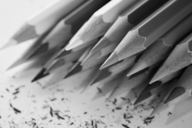 Black and white of wooden pencils