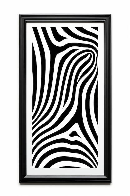 a black and white zebra print in a black frame