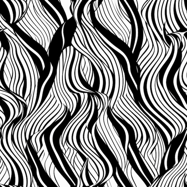 Photo a black and white zebra print pattern with wavy lines generative ai