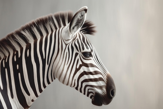 A black and white zebra with a black nose and a white stripe.