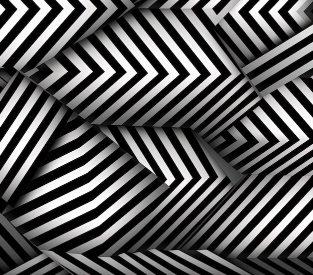 черно-белый зигзаговый рисунок в стиле динамических линейных композиций