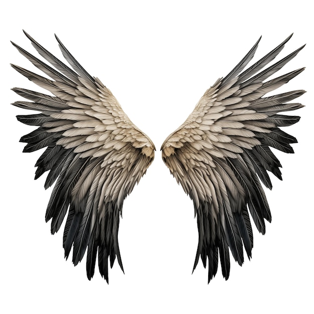 Black wings isolated on transparent background black wing overlay for insertion a design element to