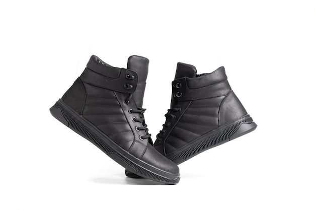 Black winter warm men's sneakers