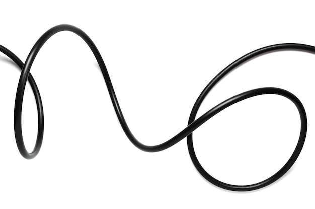 A Black wire cable isolated on a white background