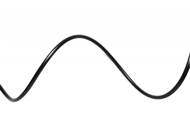 Photo a black wire cable isolated on a white background