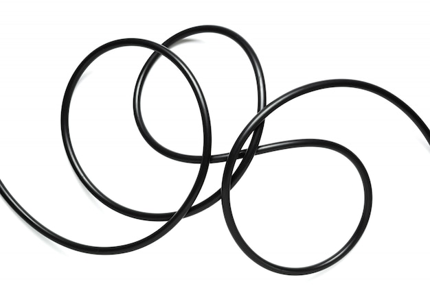 A Black wire cable isolated on a white background