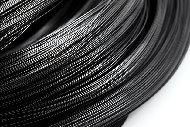 Photo black wire on white background isolated